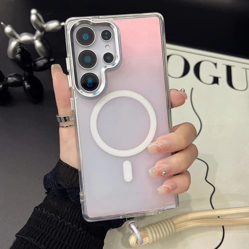 Gradient laser magnetic wrist strap shockproof phone case - product image