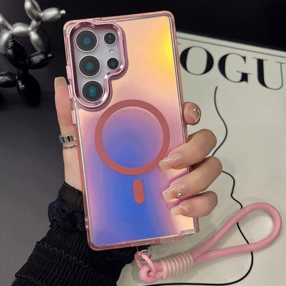 Gradient laser magnetic wrist strap shockproof phone case - product image