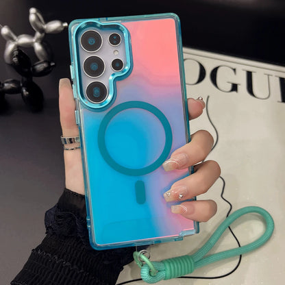 Gradient laser magnetic wrist strap shockproof phone case - product image