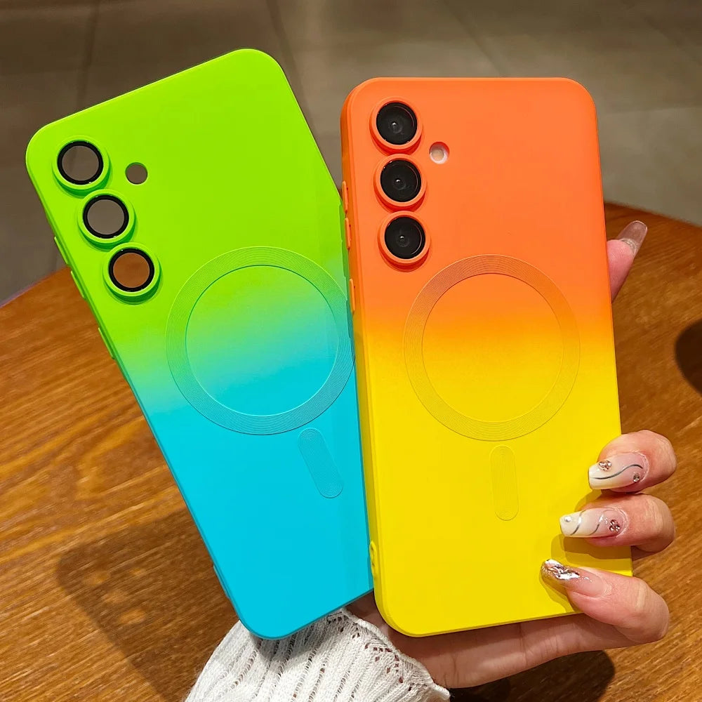 Gradient liquid silicone magnetic shockproof soft bumper case samsung - product image