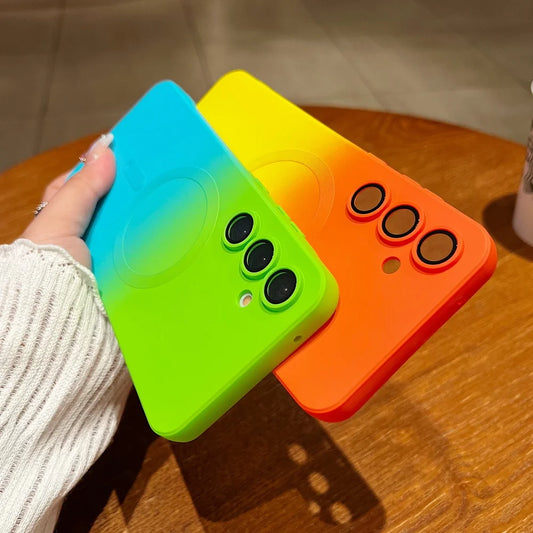Gradient liquid silicone magnetic shockproof soft bumper case samsung - product image