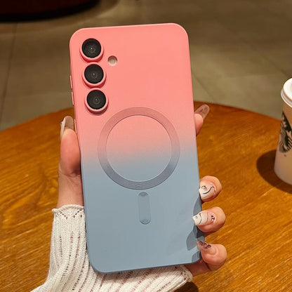 Gradient liquid silicone magnetic shockproof soft bumper case samsung - product image