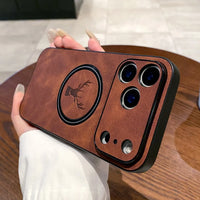 Leather Deer Pattern Shockproof Wireless Charging Case