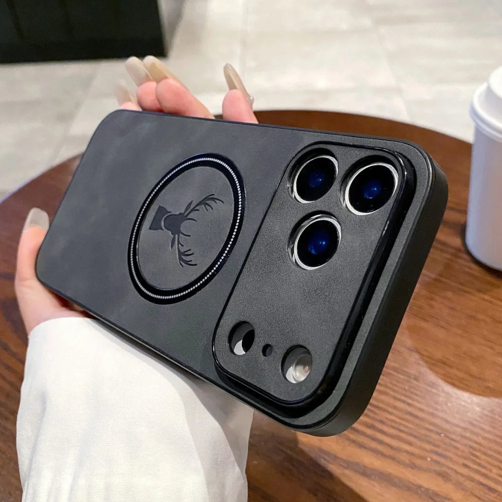 Leather deer pattern shockproof wireless charging case - product image