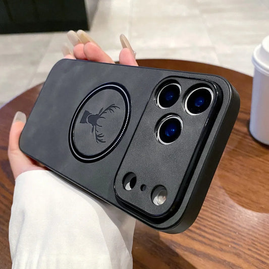 Leather deer pattern shockproof wireless charging case - product image