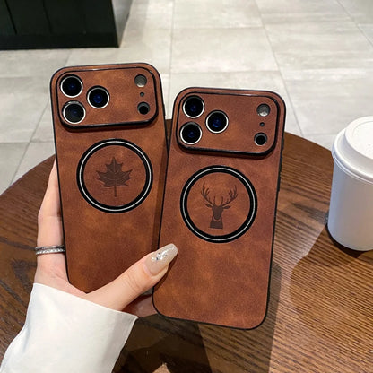 Leather deer pattern shockproof wireless charging case - product image