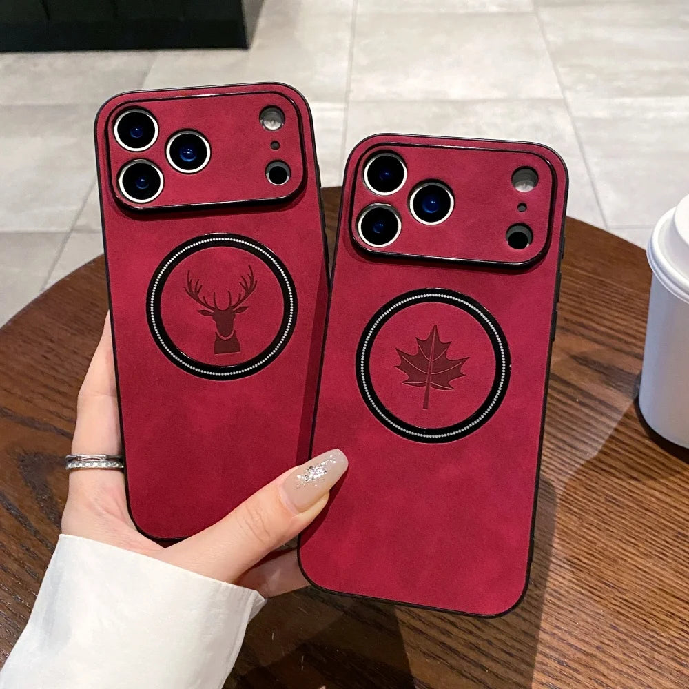 Leather deer pattern shockproof wireless charging case - product image