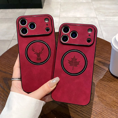 Leather deer pattern shockproof wireless charging case - product image