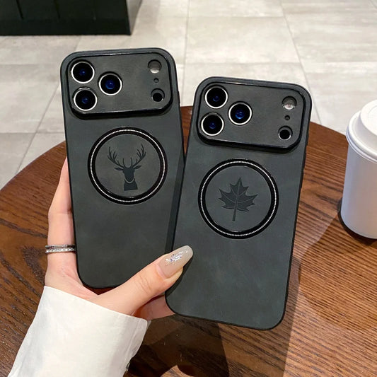 Leather deer pattern shockproof wireless charging case - product image