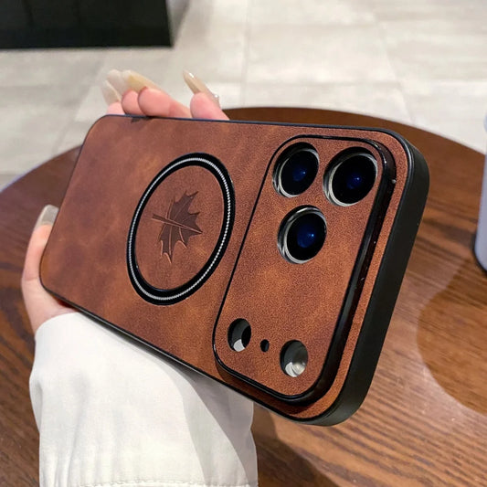 Leather deer pattern shockproof wireless charging case - product image