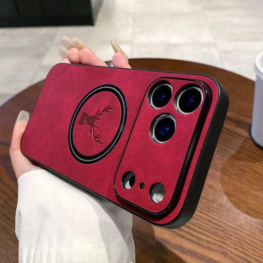 Leather deer pattern shockproof wireless charging case - product image