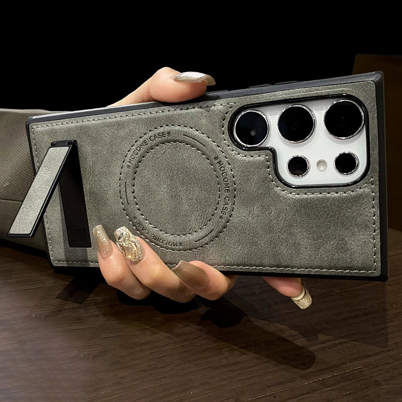 Leather magnetic fold stand holder phone case samsung - product image