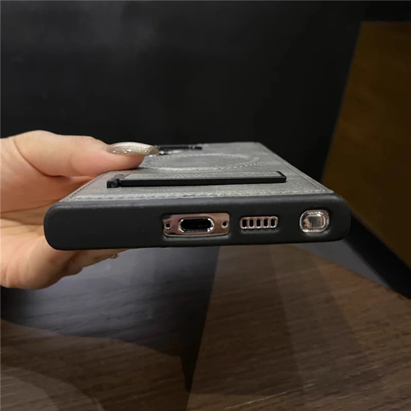Leather magnetic fold stand holder phone case samsung - product image