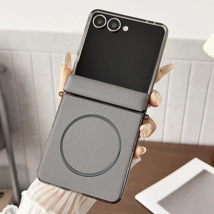 Leather magnetic hinge shockproof wireless charging case z flip - product image
