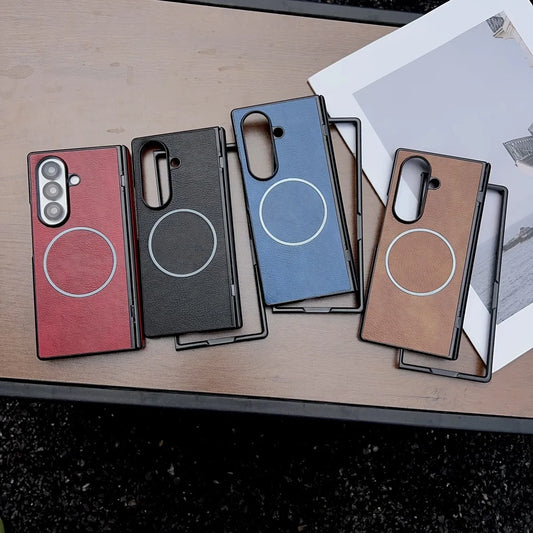 Leather magnetic hinge wireless charge soft silicone bumper - product image