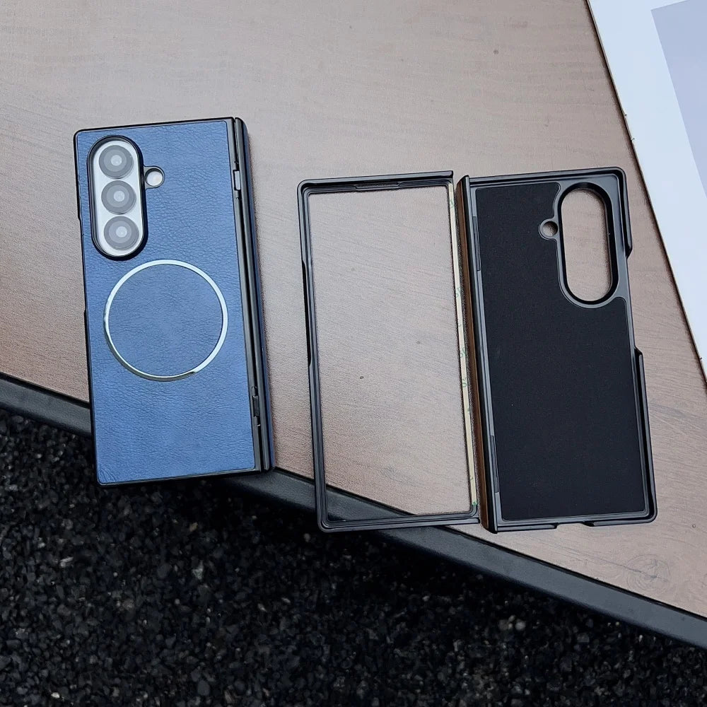 Leather magnetic hinge wireless charge soft silicone bumper - product image