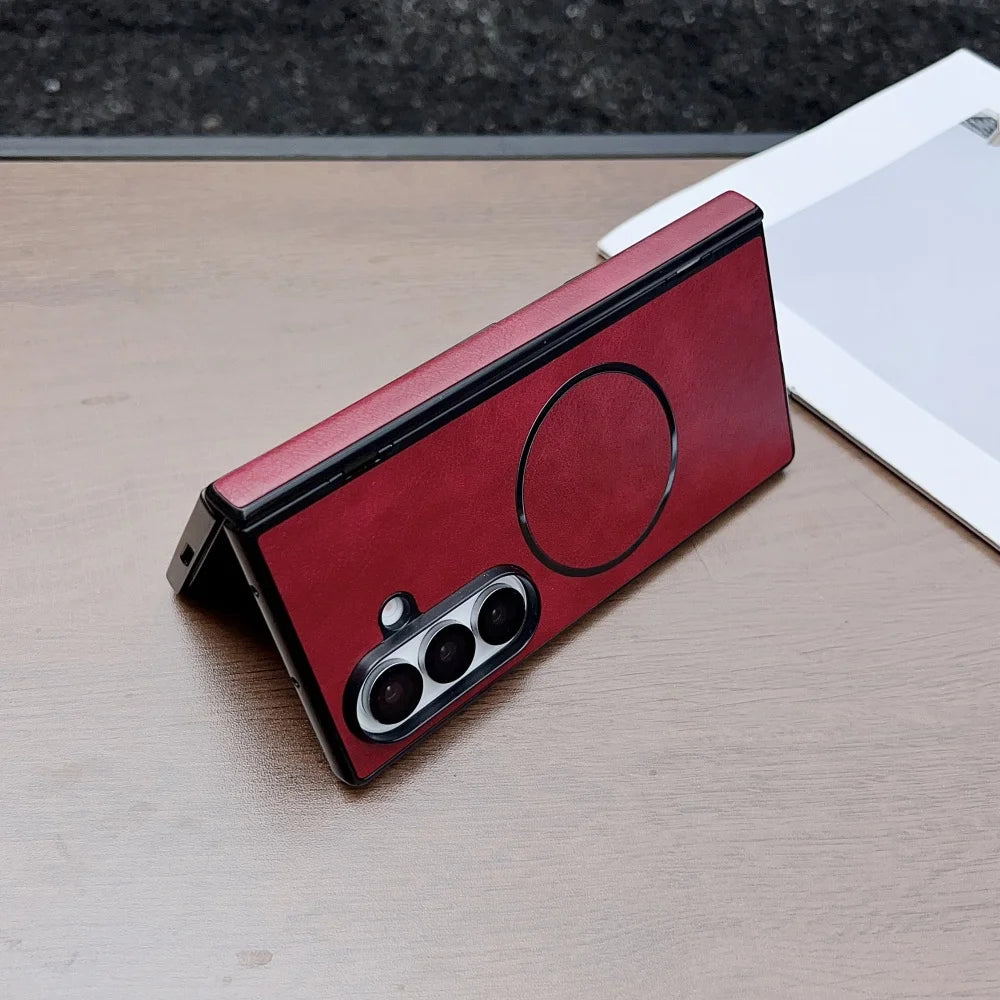 Leather magnetic hinge wireless charge soft silicone bumper - product image