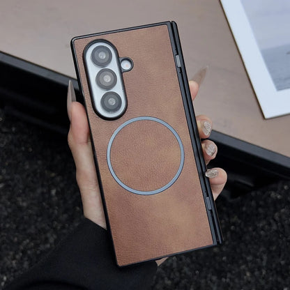 Leather magnetic hinge wireless charge soft silicone bumper - product image