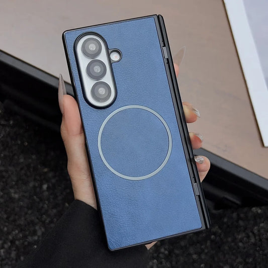 Leather magnetic hinge wireless charge soft silicone bumper - product image