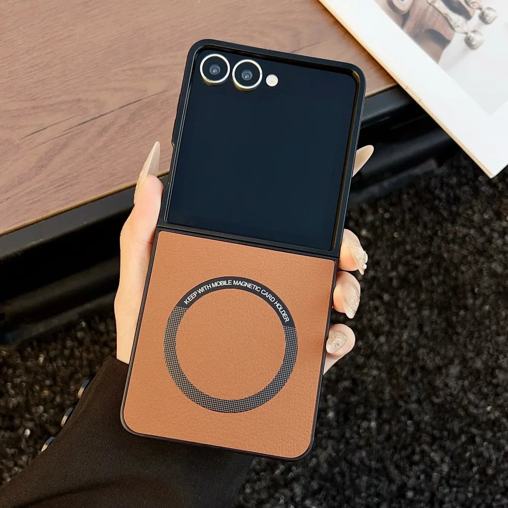 Leather magnetic matte soft phone case samsung z flip - product image