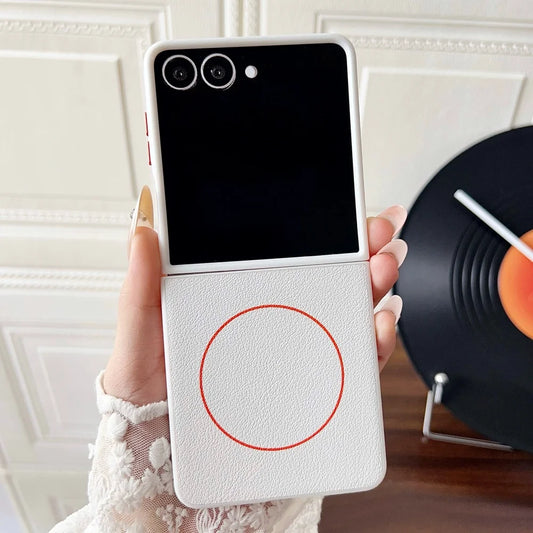 Leather magnetic wireless charging protective case samsung flip - product image