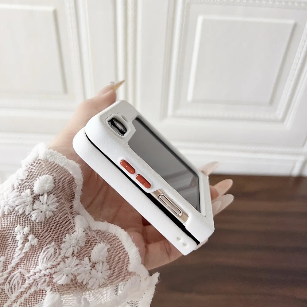 Leather magnetic wireless charging protective case samsung flip - product image