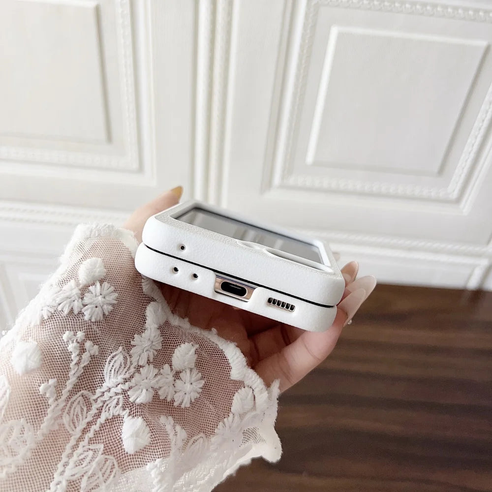 Leather magnetic wireless charging protective case samsung flip - product image