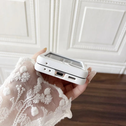 Leather magnetic wireless charging protective case samsung flip - product image