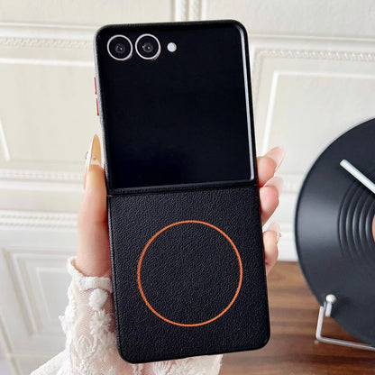 Leather magnetic wireless charging protective case samsung flip - product image