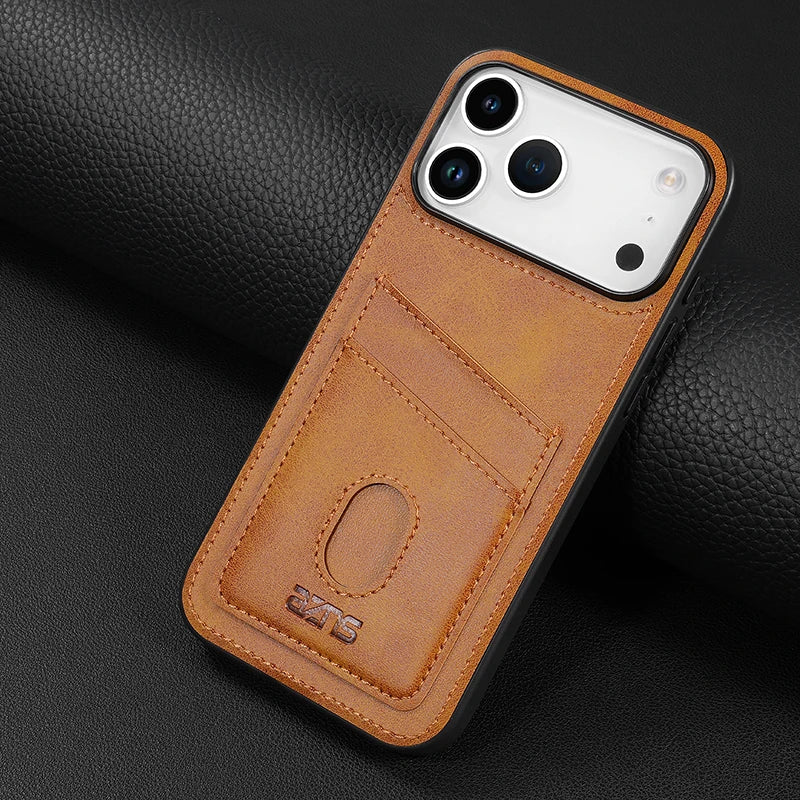 Leather slot card holder soft silicone case - product image