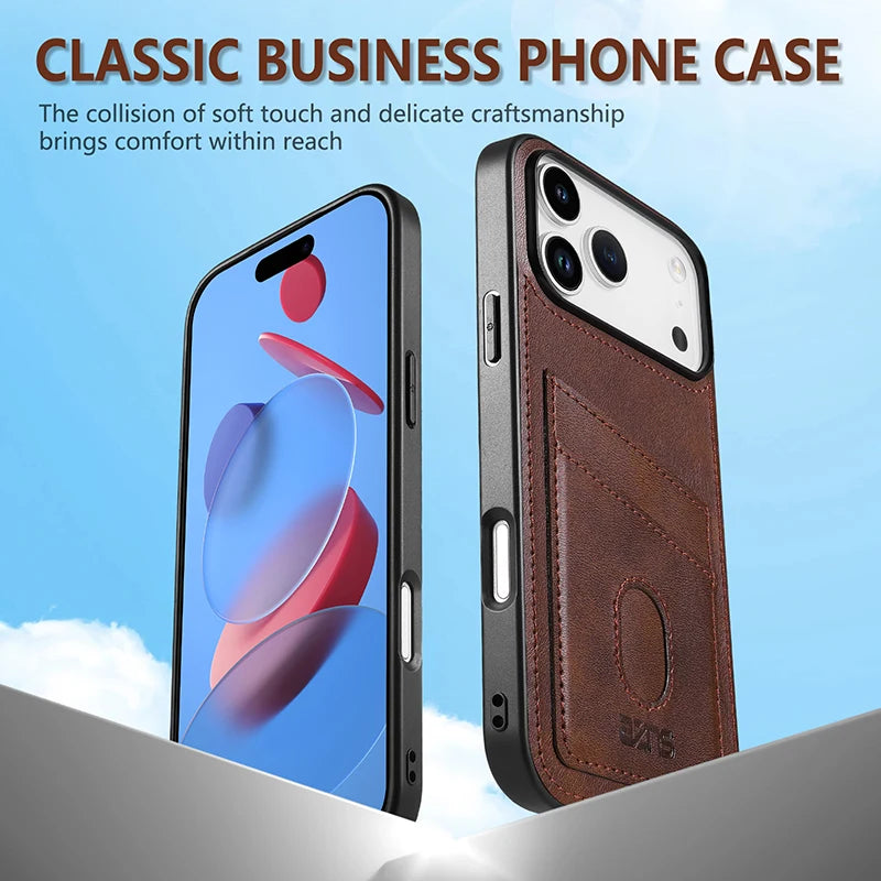 Leather slot card holder soft silicone case - product image