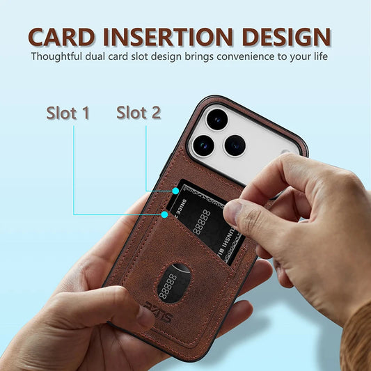 Leather slot card holder soft silicone case - product image