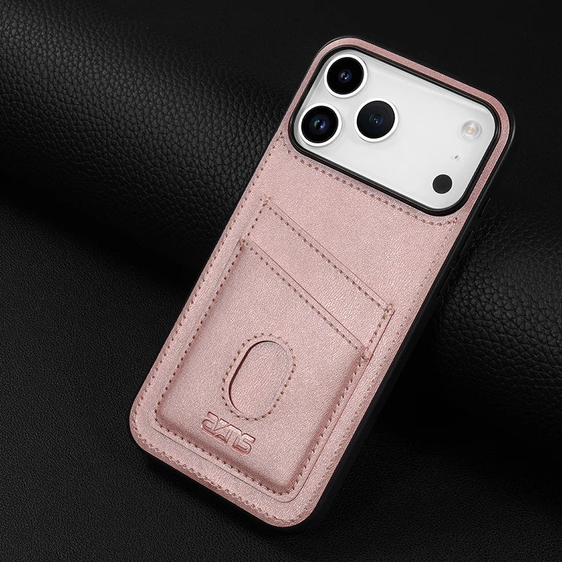 Leather slot card holder soft silicone case - product image