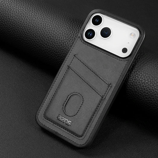 Leather slot card holder soft silicone case - product image