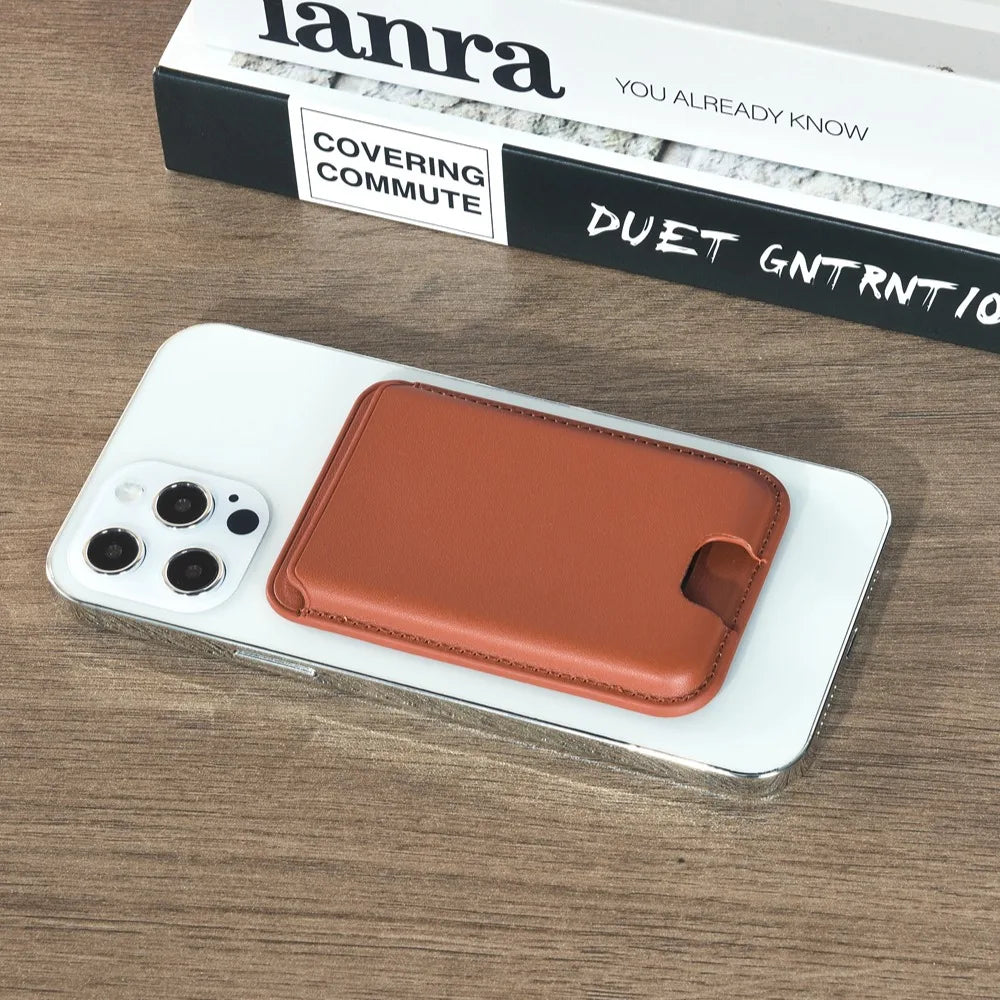 Leather wallet magnetic card holder case - product image