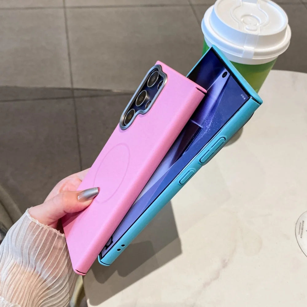Luxury matte magnetic wireless charging pc shockproof case - product image