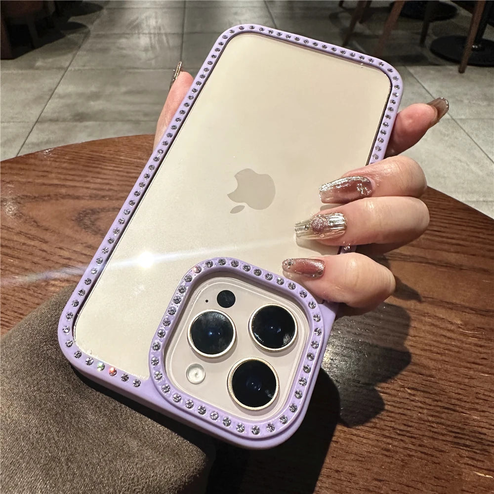 Luxury rhinestone clear hybrid shockproof case - product image