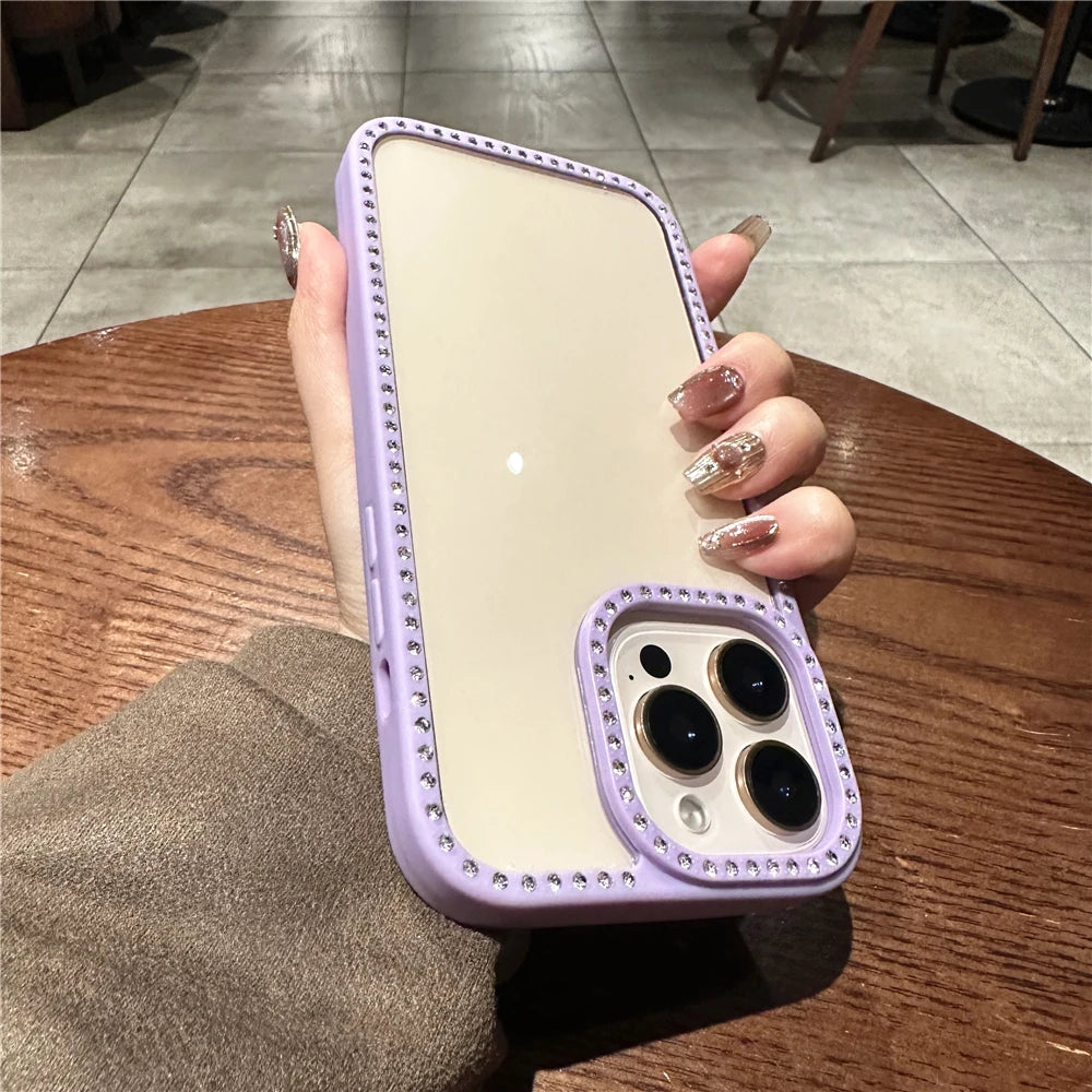 Luxury rhinestone clear hybrid shockproof case - product image