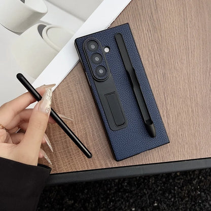 Lychee pattern leather pen slot holder phone case samsung z fold - product image