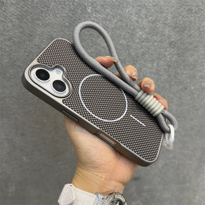Magnetic carbon fiber textured wrist strap shockproof case - product image