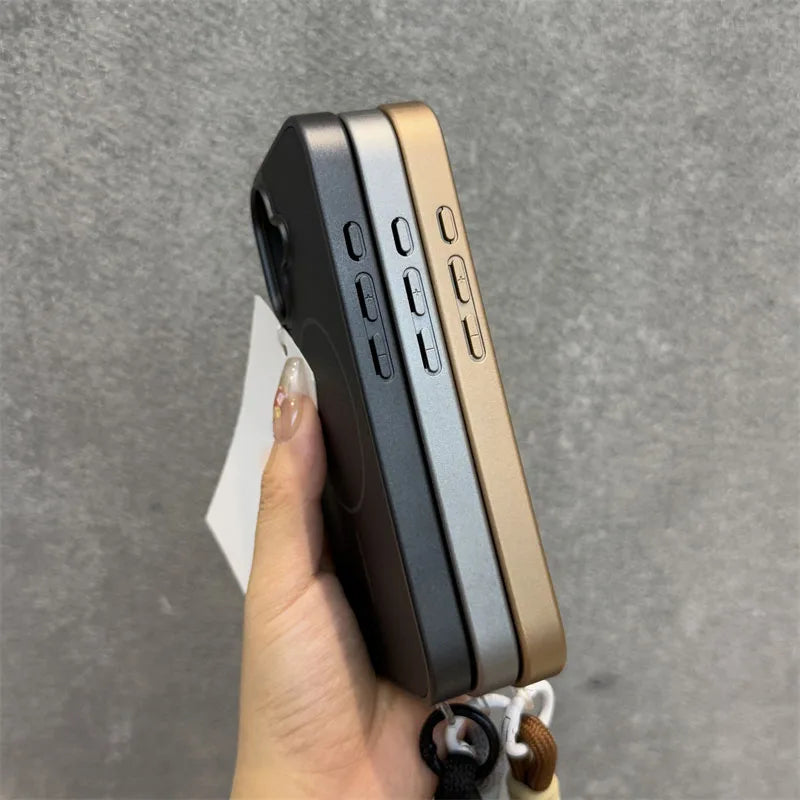 Magnetic carbon fiber textured wrist strap shockproof case - product image