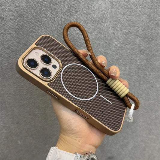 Magnetic carbon fiber textured wrist strap shockproof case - product image