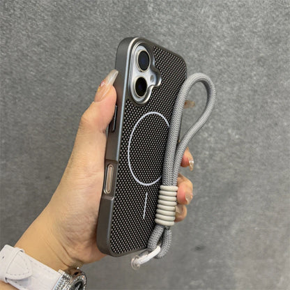 Magnetic carbon fiber textured wrist strap shockproof case - product image