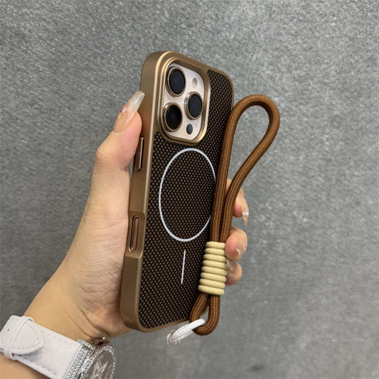 Magnetic carbon fiber textured wrist strap shockproof case - product image