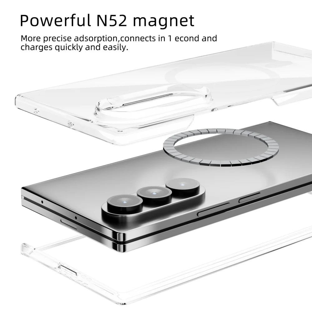 Magnetic clear shockproof wireless charge case fold - product image