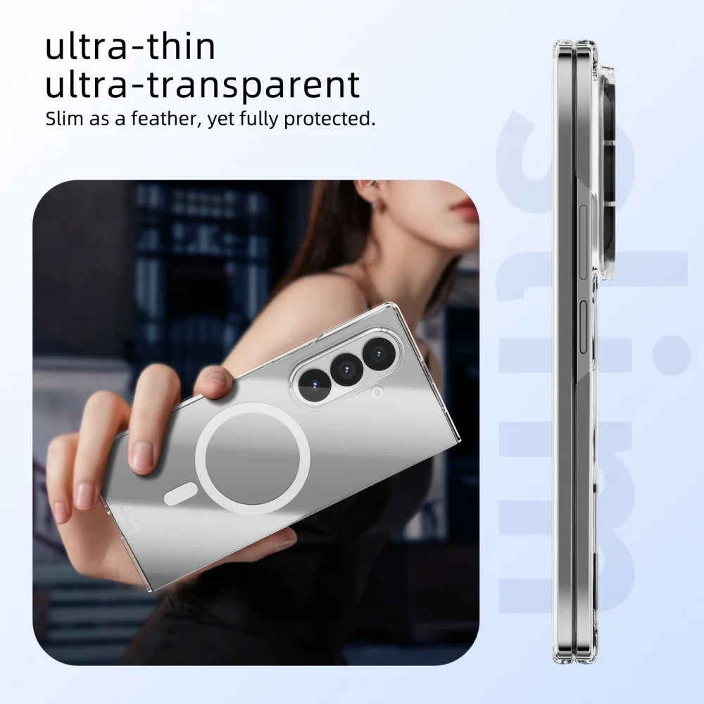 Magnetic clear shockproof wireless charge case fold - product image