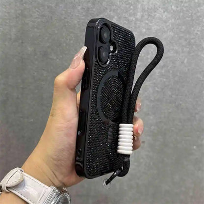 Magnetic diamond rhinestone wrist strap shockproof case - product image