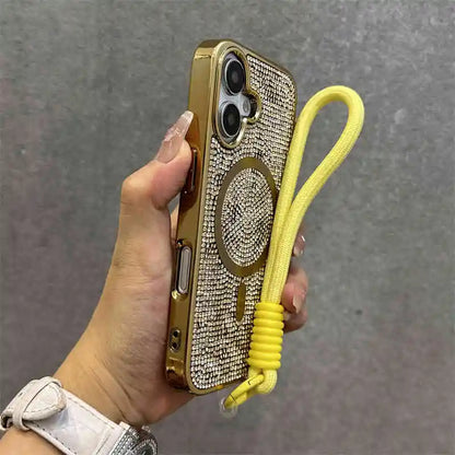 Magnetic diamond rhinestone wrist strap shockproof case - product image