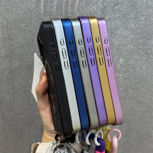 Magnetic diamond rhinestone wrist strap shockproof case - product image