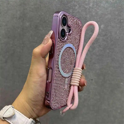 Magnetic diamond rhinestone wrist strap shockproof case - product image